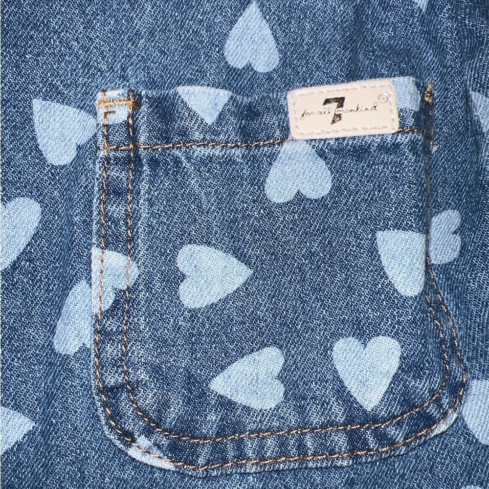 24 months 7 for all mankind Heart Patterned Blue Denim Kids Jacket - Picture 3 of 4
